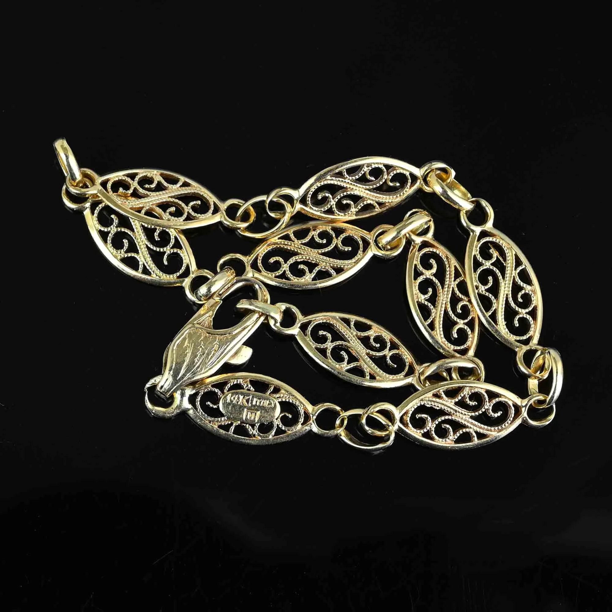 Vintage Solid 14K Gold Filigree Bracelet